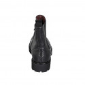 Botin para mujer con elástico, punta Brogue y cremallera en charol negra tacon 3 - Tallas disponibles:  32, 43, 44