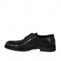 Chaussure derby élégant pour hommes en cuir noir avec lacets, elastiques et bout droit - Pointures disponibles:  36, 37, 38, 47, 48, 49, 50, 51