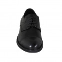 Chaussure derby élégant pour hommes en cuir noir avec lacets, elastiques et bout droit - Pointures disponibles:  36, 37, 38, 47, 48, 49, 50, 51