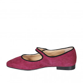 Mary Jane pointue pour femmes avec courroie en daim bordeaux et noir talon 2 - Pointures disponibles:  35, 43 2