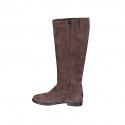 Woman's boot with zipper and elastic band in brown suede heel 2 - Available sizes:  32, 35