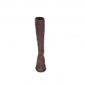 Woman's boot with zipper and elastic band in brown suede heel 2 - Available sizes:  32, 35
