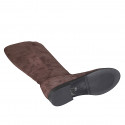Woman's boot with zipper and elastic band in brown suede heel 2 - Available sizes:  32, 35