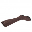 Woman's boot with zipper and elastic band in brown suede heel 2 - Available sizes:  32, 35