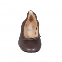 Woman's ballerina with captoe and bow in brown leather heel 2 - Available sizes:  44