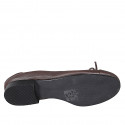 Woman's ballerina with captoe and bow in brown leather heel 2 - Available sizes:  44