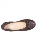 Woman's ballerina with captoe and bow in brown leather heel 2 - Available sizes:  44