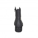 Woman's laced ankle boot with zipper and studs in matt black leather heel 5 - Available sizes:  32, 34, 42, 43, 44