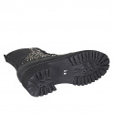 Woman's laced ankle boot with zipper and studs in matt black leather heel 5 - Available sizes:  32, 34, 42, 43, 44