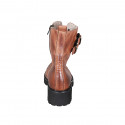 Stivaletto stringato da donna con cerniera e fibbie in pelle cuoio tacco 5 - Misure disponibili: 42, 43, 45