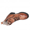 Stivaletto stringato da donna con cerniera e fibbie in pelle cuoio tacco 5 - Misure disponibili: 42, 43, 45