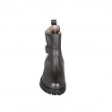 Woman's ankle boot in brown leather with zipper and buckle heel 5 - Available sizes:  42, 45