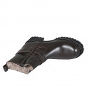 Woman's ankle boot in brown leather with zipper and buckle heel 5 - Available sizes:  42, 45