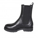 Woman's high ankle boot in black leather with elastic bands and heel 3 - Available sizes:  32, 33