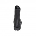Woman's high ankle boot in black leather with elastic bands and heel 3 - Available sizes:  32, 33