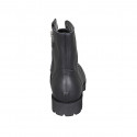 Woman's laced ankle boot with zipper in black smooth leather with heel 3 - Available sizes:  32, 33, 44