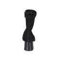 Woman's ankle boot in black elastic material and suede with zipper and heel 5 - Available sizes:  32, 33, 43, 45