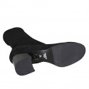 Woman's ankle boot in black elastic material and suede with zipper and heel 5 - Available sizes:  32, 33, 43, 45