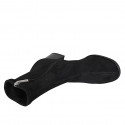 Woman's ankle boot in black elastic material and suede with zipper and heel 5 - Available sizes:  32, 33, 43, 45