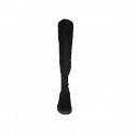 Woman's over-the-knee boot in black suede and elastic material with half zipper heel 3 - Available sizes:  33, 43, 45