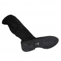 Bottes au dessus de genou pour femmes en daim et matériau elastique noir avec demi fermeture éclair talon 3 - Pointures disponibles:  33, 43, 45