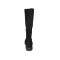Woman's knee-high boot in black suede and elastic material with zipper heel 3 - Available sizes:  32, 34