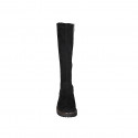 Woman's knee-high boot in black suede and elastic material with zipper heel 3 - Available sizes:  32, 34