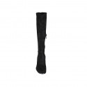 Bota para mujer en material elastico y gamuza negra con media cremallera tacon 8 - Tallas disponibles:  32, 33, 42, 43, 44