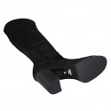 Bota para mujer en material elastico y gamuza negra con media cremallera tacon 8 - Tallas disponibles:  32, 33, 42, 43, 44