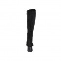 Woman's pointy boot with zipper in black suede and elastic material heel 5 - Available sizes:  34