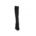 Woman's pointy boot with zipper in black suede and elastic material heel 5 - Available sizes:  34