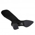 Woman's pointy boot with zipper in black suede and elastic material heel 5 - Available sizes:  34