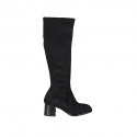 Stivale da donna con mezza cerniera in camoscio ed elasticizzato nero tacco 5 - Misure disponibili: 32, 33, 34, 42, 44