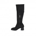 Stivale da donna con mezza cerniera in camoscio ed elasticizzato nero tacco 5 - Misure disponibili: 32, 33, 34, 42, 44