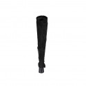 Bottes au dessus de genou pour femmes en daim et matériau elastique noir avec demi fermeture éclair talon 5 - Pointures disponibles:  33, 34, 43