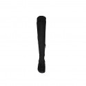 Woman's over-the-knee boot in black elastic material and suede with half zipper heel 5 - Available sizes:  33, 34, 43