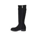 Woman's boot with zipper in black suede and elastic material heel 3 - Available sizes:  32, 44