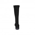Woman's boot with zipper in black suede and elastic material heel 3 - Available sizes:  32, 44