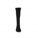 Woman's boot with zipper in black suede and elastic material heel 3 - Available sizes:  32, 44