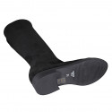 Woman's boot with zipper in black suede and elastic material heel 3 - Available sizes:  32, 44