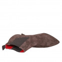 Woman's pointy ankle boot with elastic bands in brown suede heel 6 - Available sizes:  35, 43, 44, 45