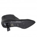 Woman's pointy ankle boot with elastic bands in black leather with heel 6 - Available sizes:  35, 45