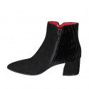 Bottines a bout pointu pour femmes avec fermeture éclair en daim et velours noir talon 6 - Pointures disponibles:  33, 34, 35, 43, 44, 45