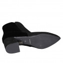 Bottines a bout pointu pour femmes avec fermeture éclair en daim et velours noir talon 6 - Pointures disponibles:  33, 34, 35, 43, 44, 45