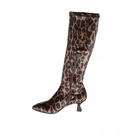 Bottes à bout pointu pour femmes en velours elastique tacheté talon 6 - Pointures disponibles:  34 2