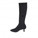 Woman's pointy boot in black elastic fabric 6 - Available sizes:  33, 34, 35, 42