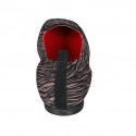 Woman's loafer with squared tip and elastic bands in black and taupe striped suede heel 1 - Available sizes:  42