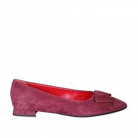 Women's pointy pump in maroon suede with accessory heel 2 - Available sizes: 43