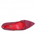 ﻿Escarpin pour femmes à bout pointu en daim bordeaux avec accessoire talon 2 - Pointures disponibles:  43