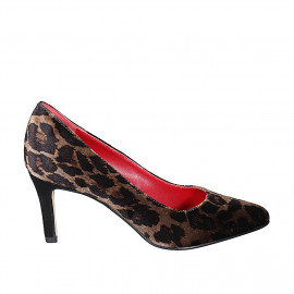 Mocassin pour femmes en velours marron tacheté talon 7 - Pointures disponibles: 35